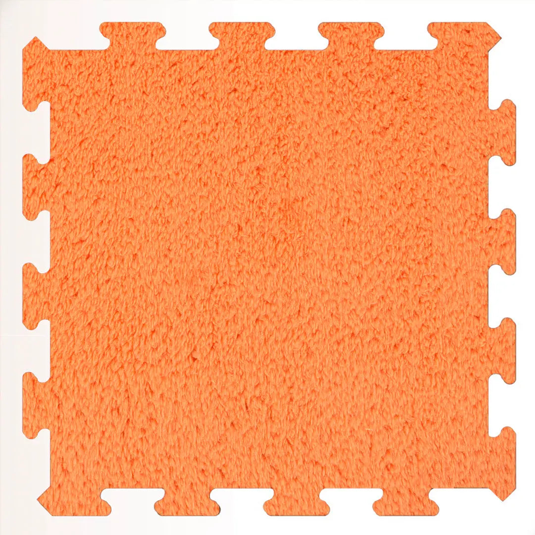 🟠 DECOZEYN Canlı Turuncu Rengi Lüks Pelüş Kadife Puzzle Halı | Yumuşak Doku, Modüler Yapı | Salon, Oturma Odası ve Yatak Odası Decozeyn