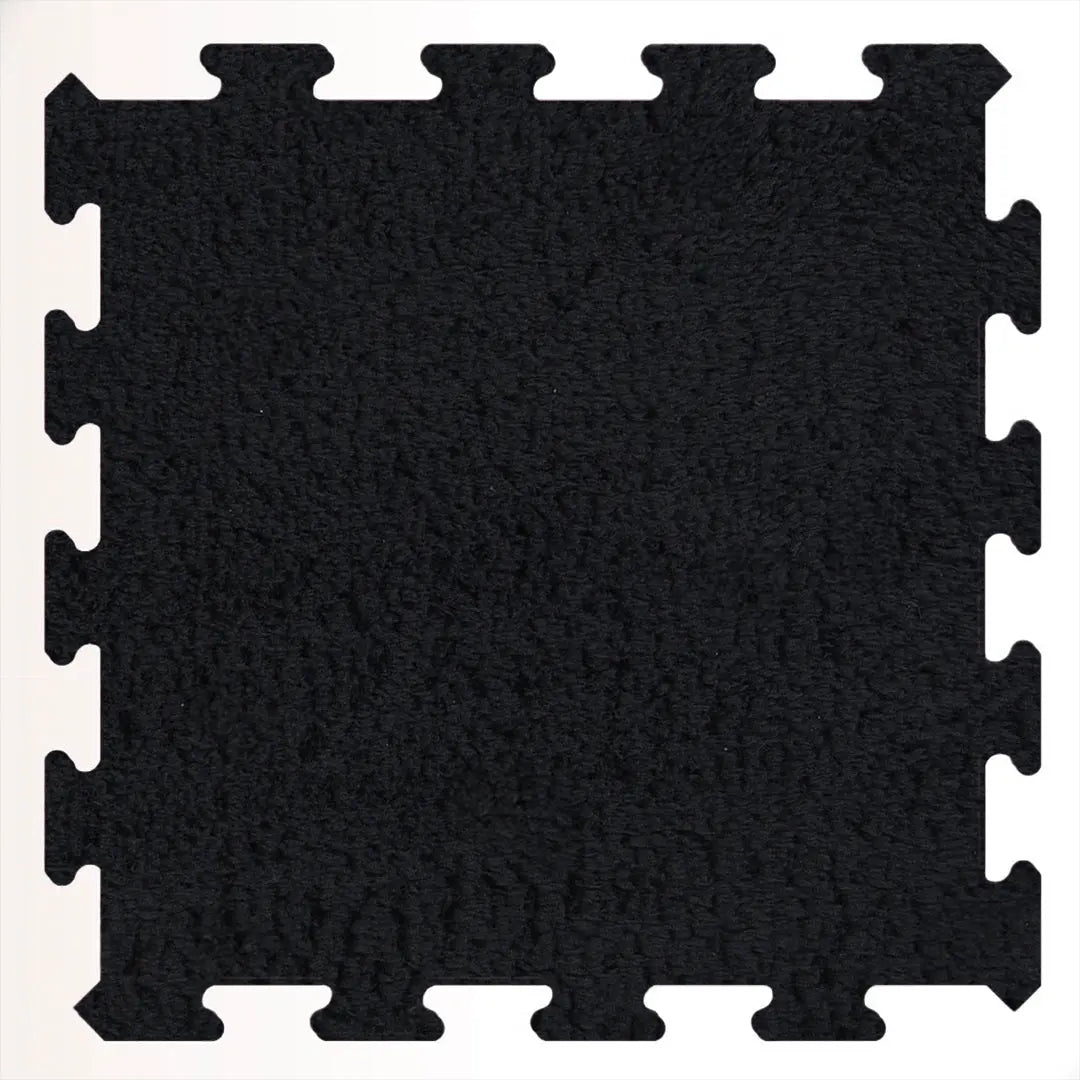 ⚫ DECOZEYN Siyah Rengi Lüks Pelüş Kadife Puzzle Halı | Yumuşak Doku, Modüler Yapı | Salon, Oturma Odası ve Yatak Odası Decozeyn