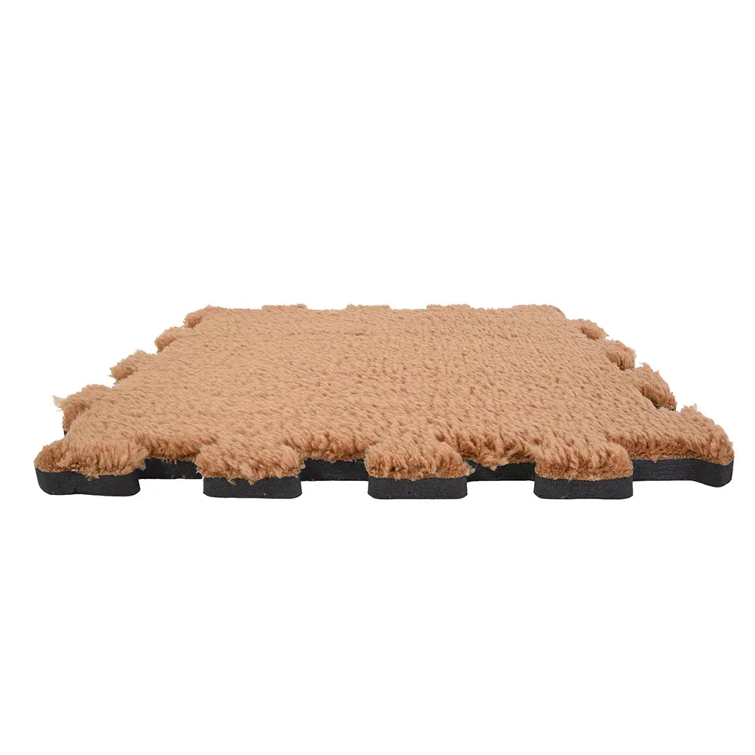 🟫 DECOZEYN Taba (Açık Kahve )Rengi Lüks Pelüş Kadife Puzzle Halı | Yumuşak Doku, Modüler Yapı | Salon, Oturma Odası ve Yatak Odası Decozeyn