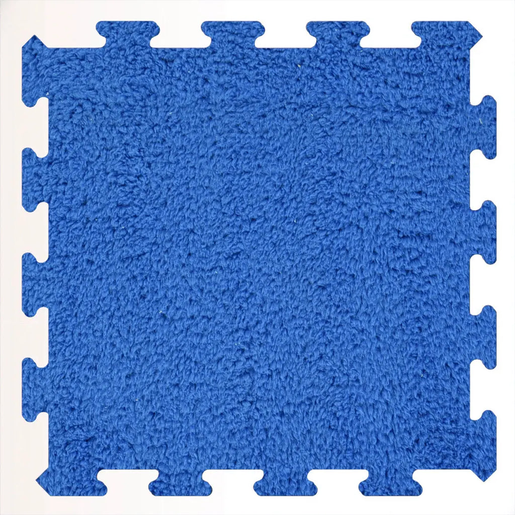 💙 DECOZEYN Canlı Mavi Rengi Lüks Pelüş Kadife Puzzle Halı | Yumuşak Doku, Modüler Yapı | Salon, Oturma Odası ve Yatak Odası Decozeyn