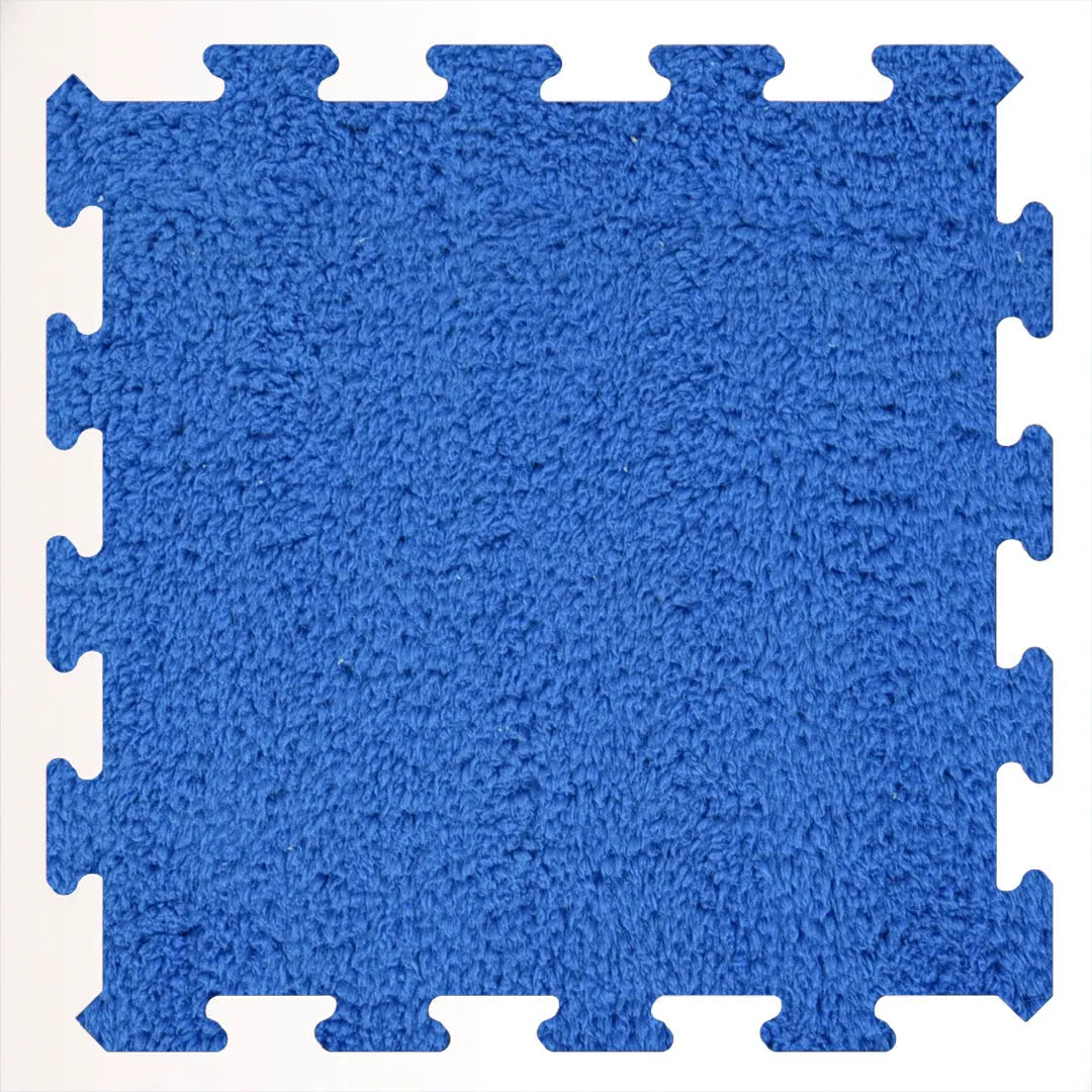 💙 DECOZEYN Canlı Mavi Rengi Lüks Pelüş Kadife Puzzle Halı | Yumuşak Doku, Modüler Yapı | Salon, Oturma Odası ve Yatak Odası Decozeyn