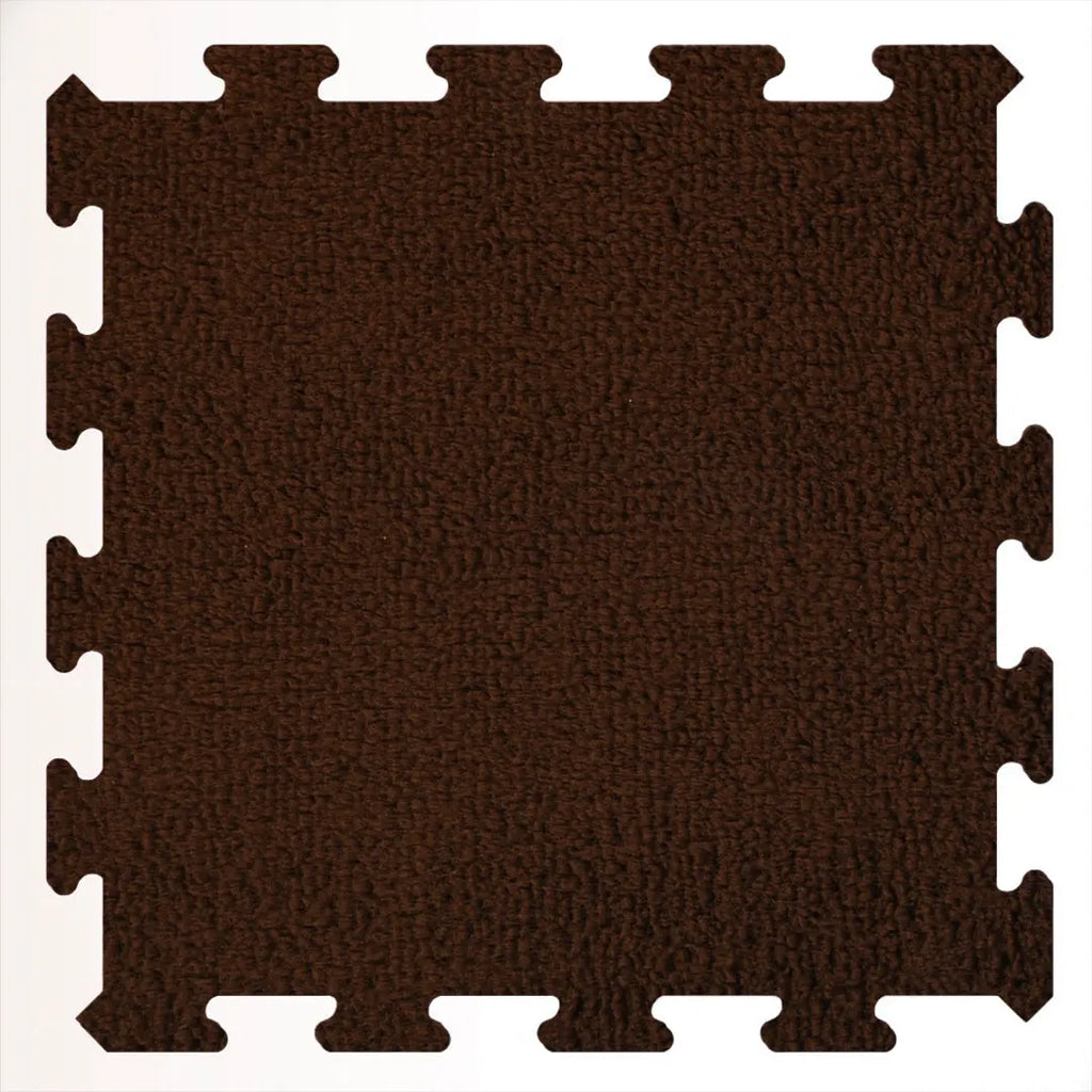 🤎 DECOZEYN Koyu Kahverengi Rengi Lüks Pelüş Kadife Puzzle Halı | Yumuşak Doku, Modüler Yapı | Salon, Oturma Odası ve Yatak Odası Decozeyn