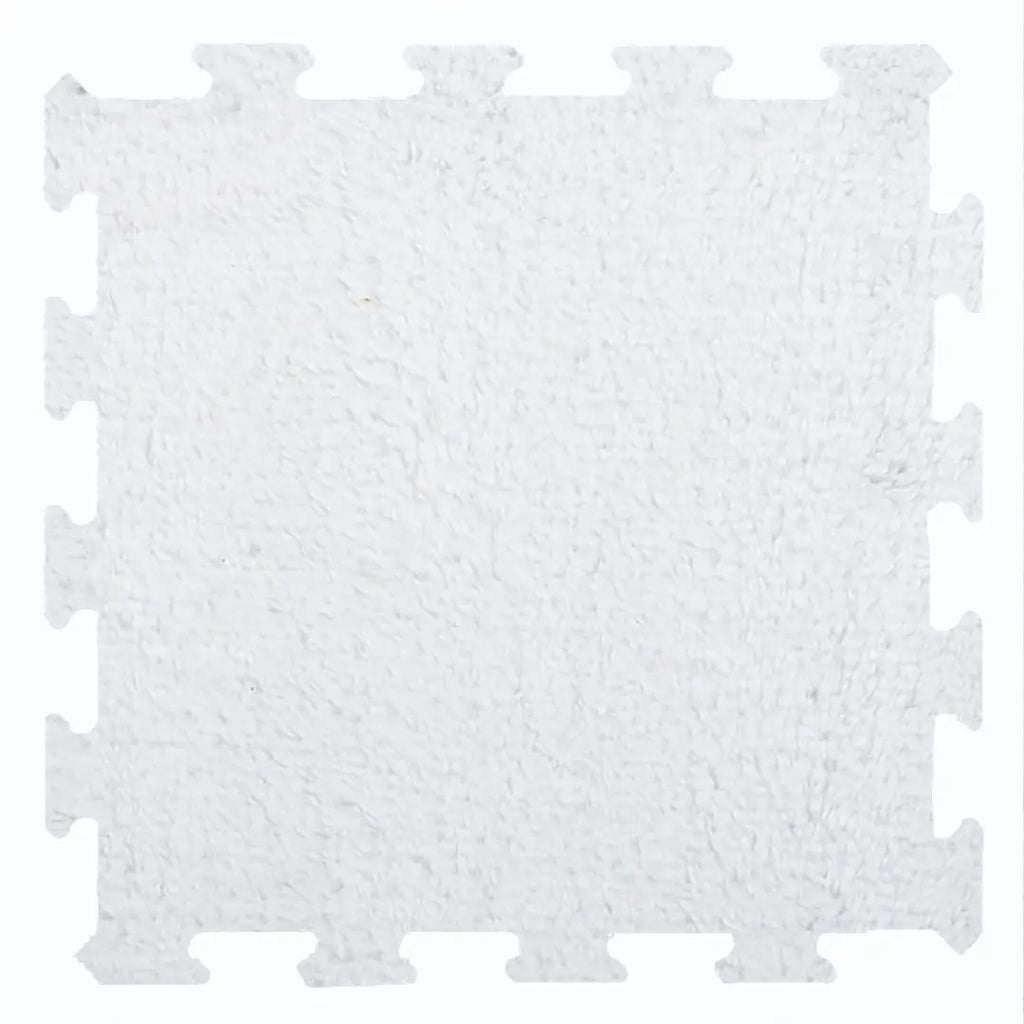 🤍 DECOZEYN Krem Beyaz Rengi Lüks Pelüş Kadife Puzzle Halı | Yumuşak Doku, Modüler Yapı | Salon, Oturma Odası ve Yatak Odası Decozeyn