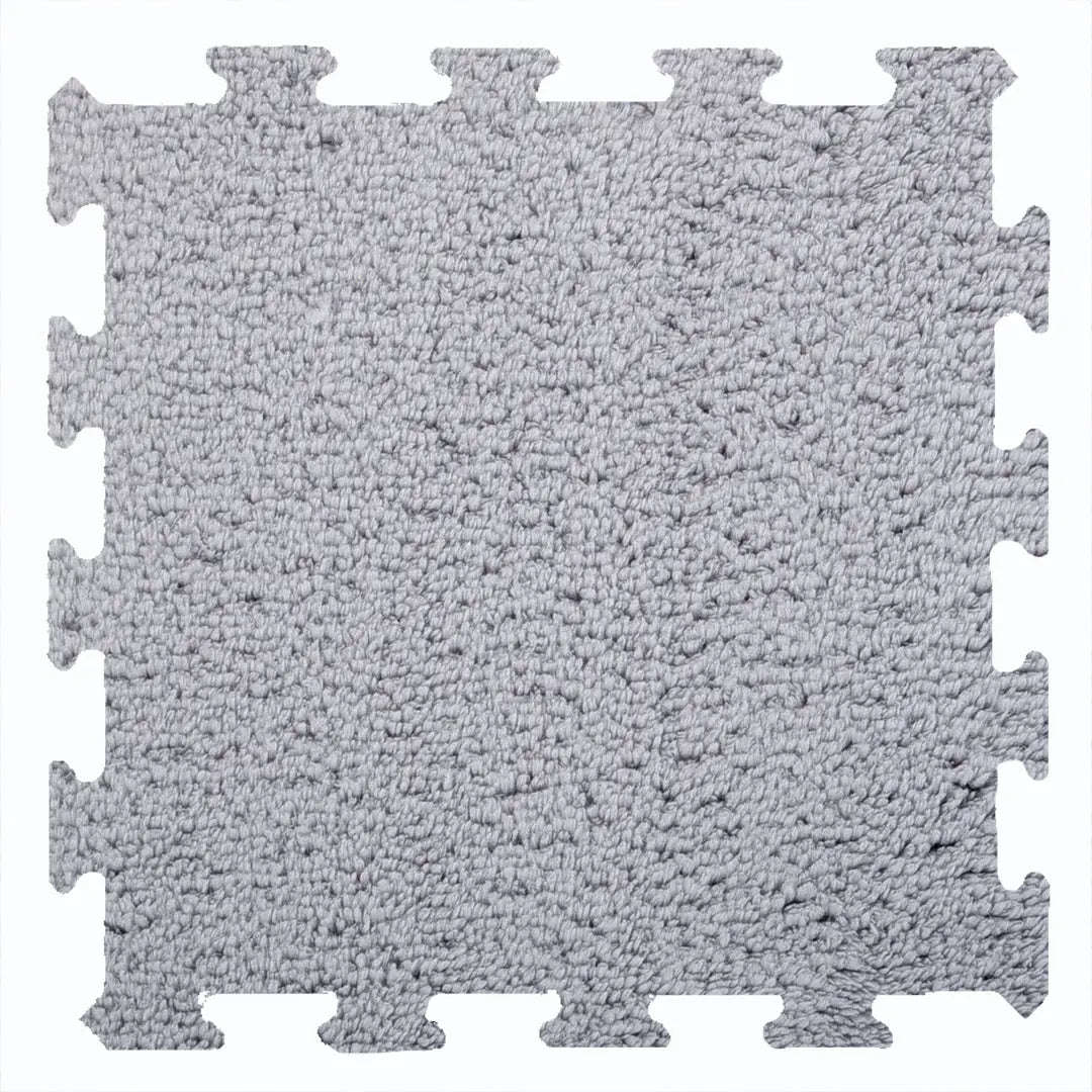 🤍 DECOZEYN Açık Gri Rengi Lüks Pelüş Kadife Puzzle Halı | Yumuşak Doku, Modüler Yapı | Salon, Oturma Odası ve Yatak Odası Decozeyn