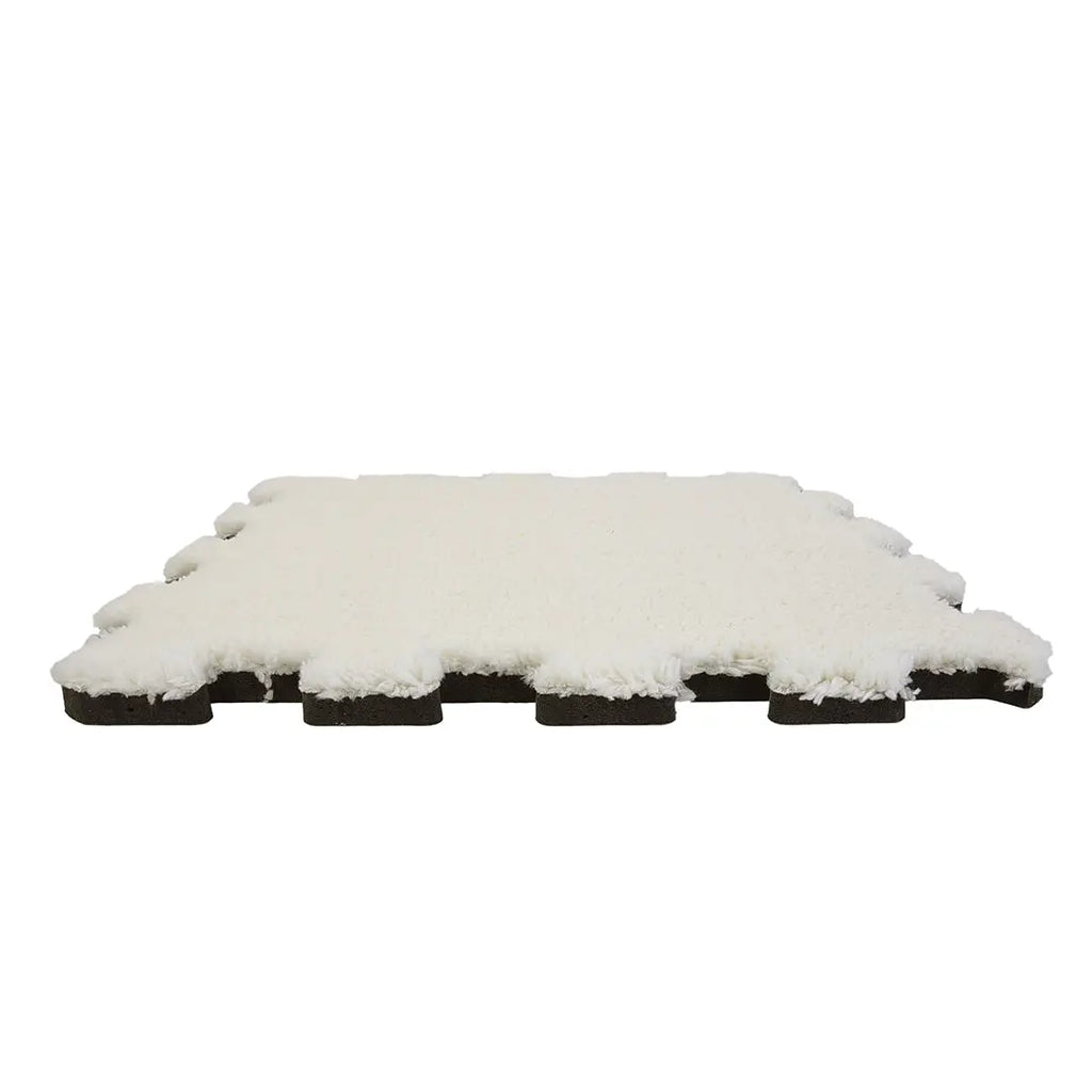🤍 DECOZEYN Krem Beyaz Rengi Lüks Pelüş Kadife Puzzle Halı | Yumuşak Doku, Modüler Yapı | Salon, Oturma Odası ve Yatak Odası Decozeyn