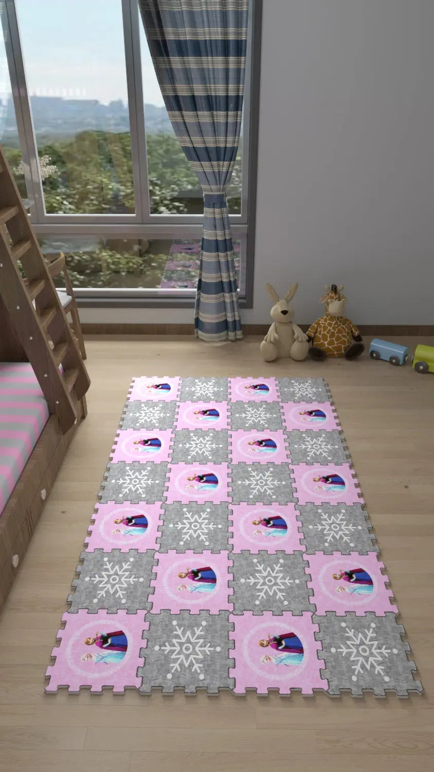 DECOZEYN Karlı Krallık Baskılı Puzzle Yapboz Halı! Çocuk Odası İçin Güvenli Oyun Alanı Decozeyn