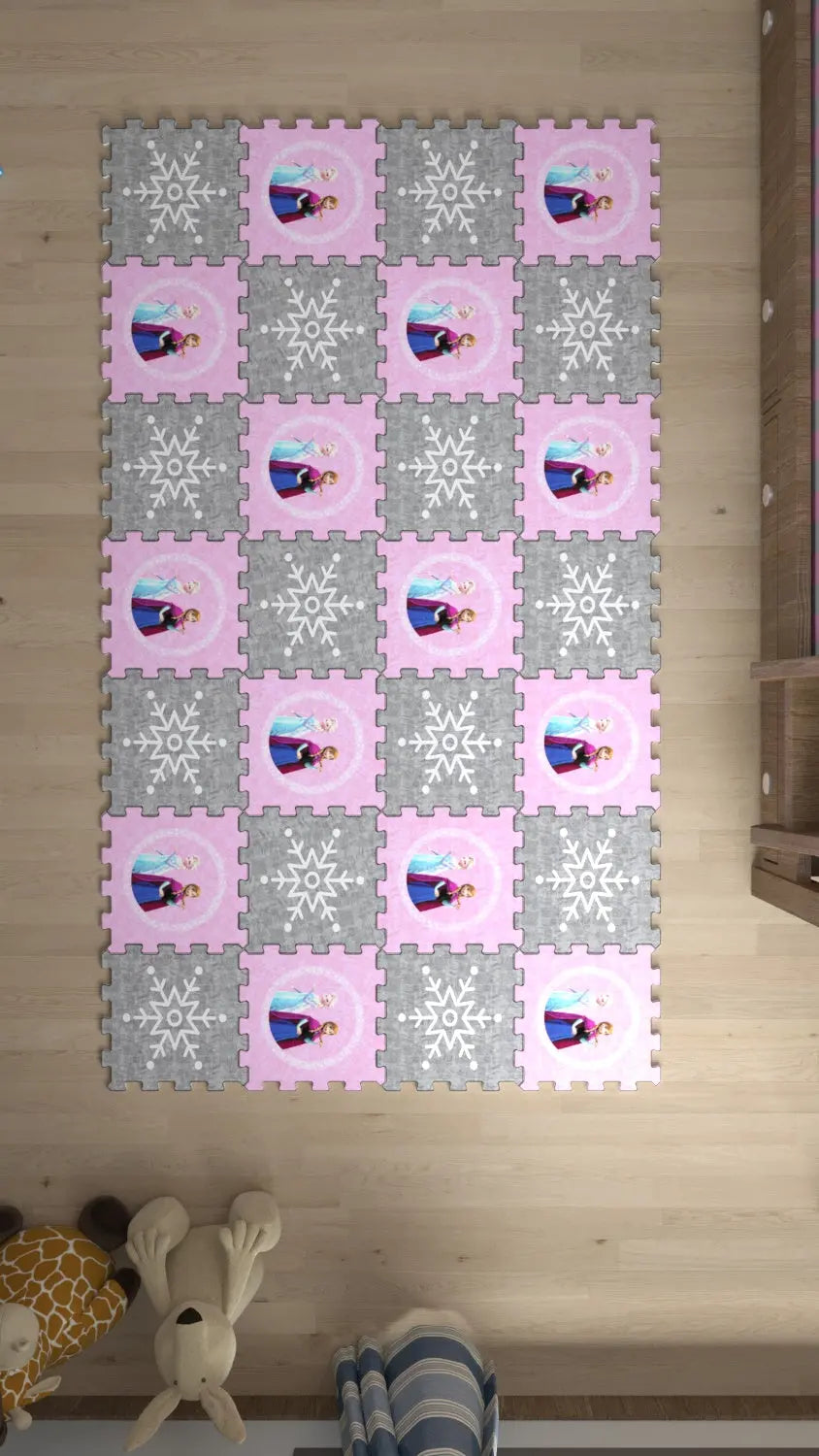 DECOZEYN Karlı Krallık Baskılı Puzzle Yapboz Halı! Çocuk Odası İçin Güvenli Oyun Alanı Decozeyn
