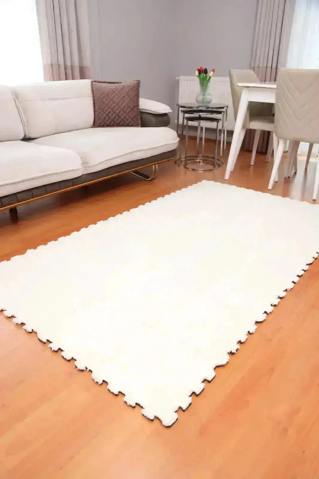 🌑 DECOZEYN 1 Metrekare Gri, Antrasit ve Beyaz Kombin Dama Desenli Lüks Pelüş Kadife Puzzle Halı | Modüler & Yıkanabilir | Salon, Yatak Odası Zemin Decozeyn